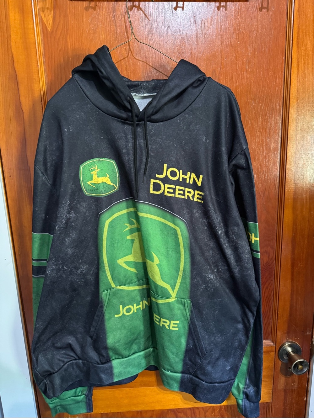 John Deere Black Hoodie with Bright Green Logo